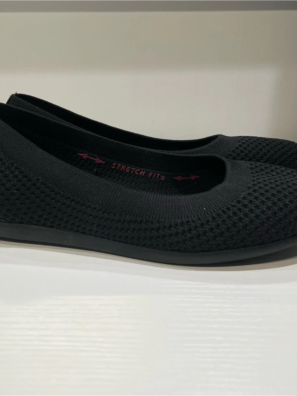 Skechers Black Knit Slip-On Ballet Flats